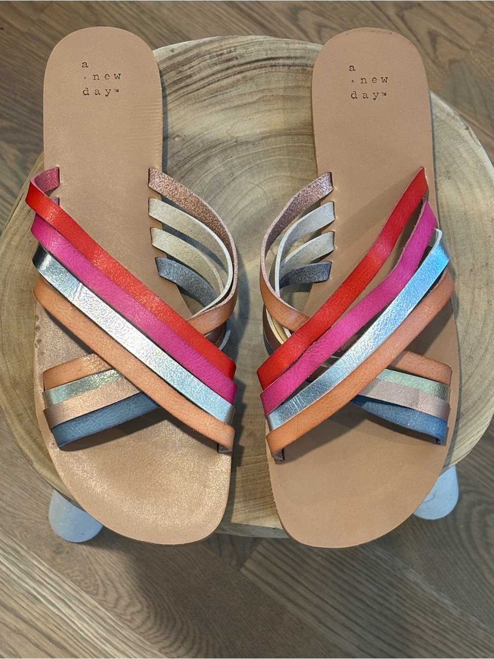 a new day | Multicolor Strappy Slide Sandals - NWOB